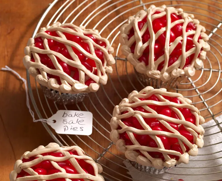 Bake-Sale Mini Pies decorated with fruit flavored jelly beans