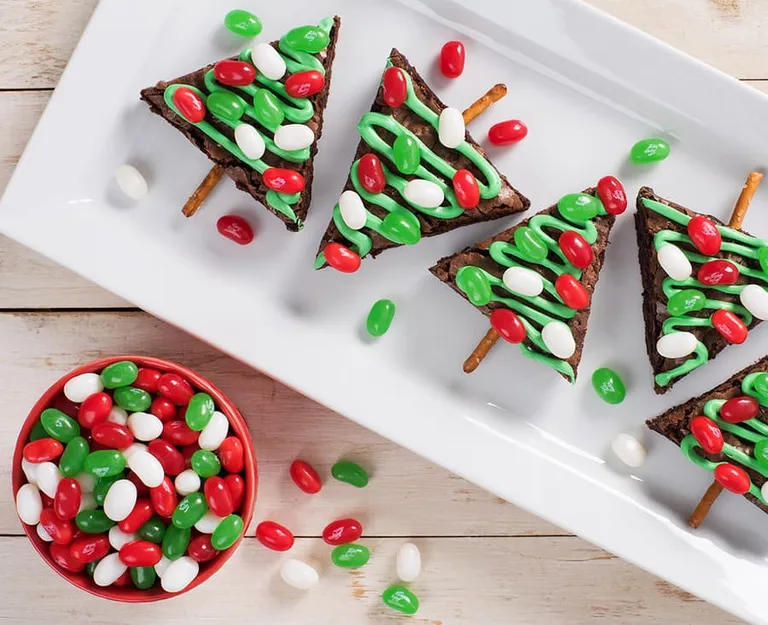 Holiday Decorating Brownies garnished with Jelly Belly jelly beans