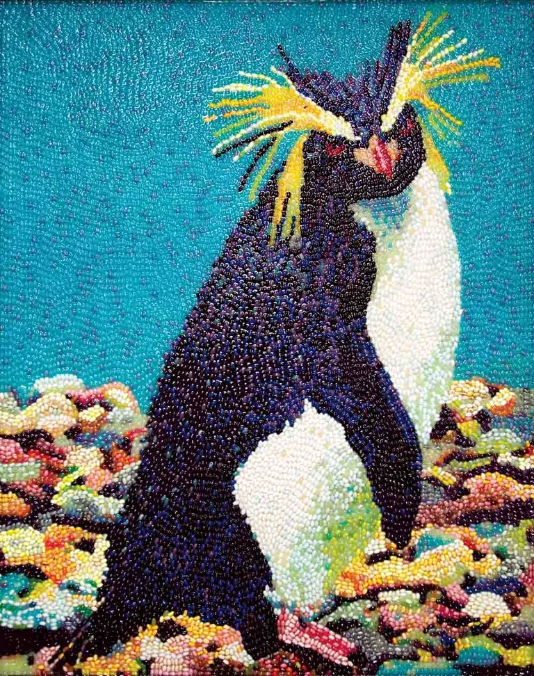 Rockhopper Penguin jelly bean artwork display